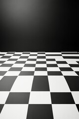 Black and white checkerboard floor design featuring alternating marble tiles in a modern space