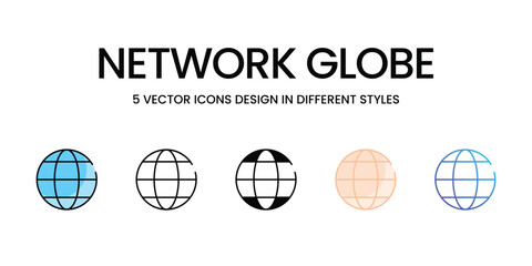 Network Globe icons set ready to use vector icon stock illustration