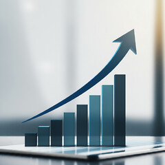 A graph depicting financial growth with ascending lines and bar charts.