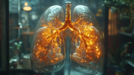 3D Illustration of Human Lungs for Medical and Educational Use in Pulmonary Health