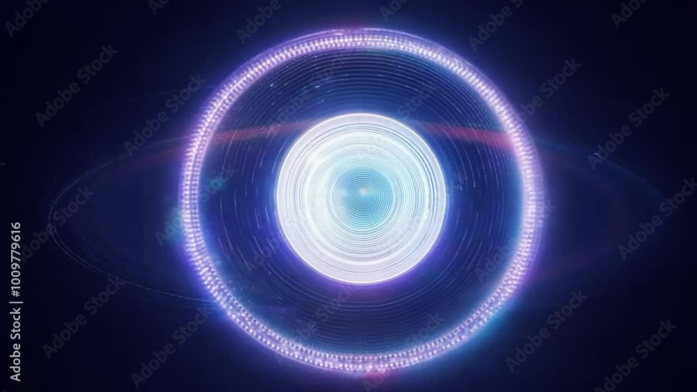 Poster pulsating energy sphere forms glowing rings in the vastness of space. this magical object radiates v