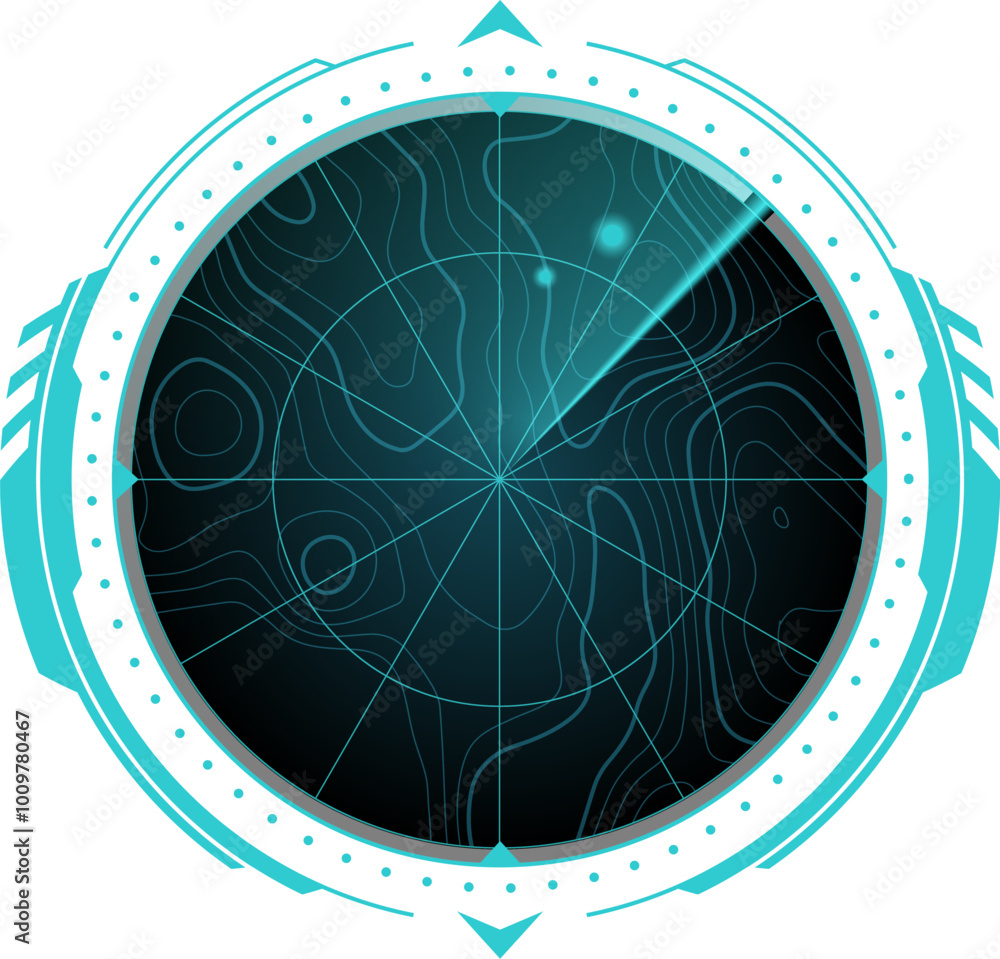 Poster digital sonar dashboard futuristic element. tech panel