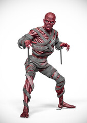Fototapeta premium mummy in action on white background