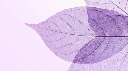 Obraz premium A close-up photo of a purple leaf against a white background with a soft blue sky in the distance