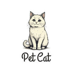 Pet cat logo design. vintage cat vector illustration.