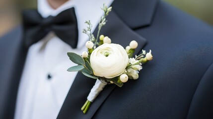 White Flower Boutonniere