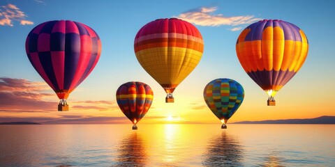 Fototapeta premium a group of hot air balloons floating in the air