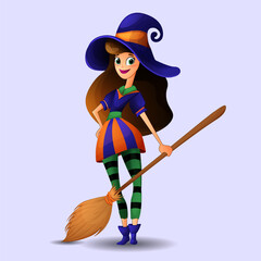 Cute witch with broom