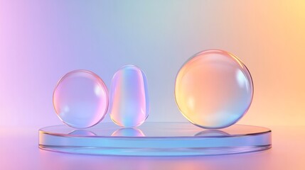 3d abstract glass podium. minimalistic  empty display for product