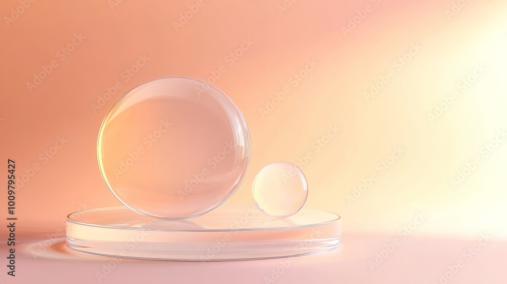 Poster 3d abstract glass podium. minimalistic empty display for product