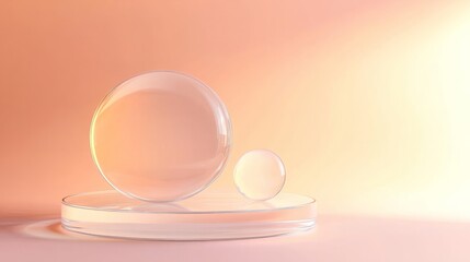 3d abstract glass podium. minimalistic  empty display for product