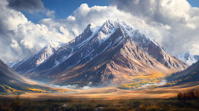 Ai generated butifull mountains in Norway with cool vally