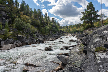 Rocky river cascades, Sweden