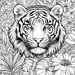 Kids coloring page featuring jungle tiger animal design image