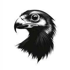 Obraz premium Detailed Falcon Head Illustration in Black and White Representing Precision and Focus