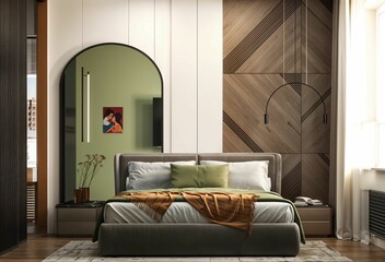 A modern and luxuriousbedroom.. stylish interior design.