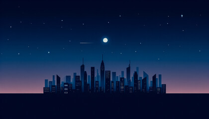 City skyline at night illustration