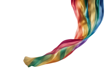 Rainbow pride color fabric floating in the air isolated on transparent background