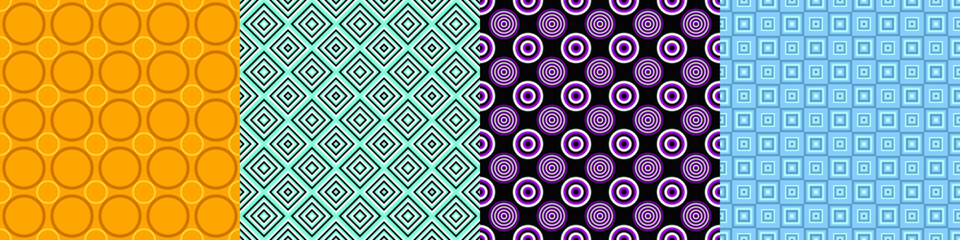 Seamless geometric threetone pattern set