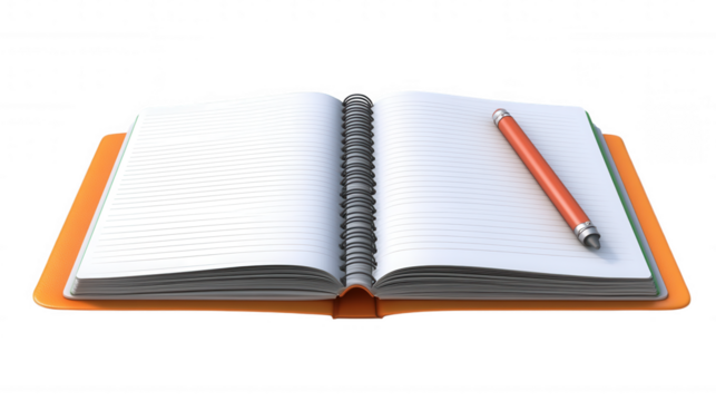 Open Notebook with Pen isolated on Transparent Background PNG