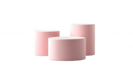 Pink Cylinders on Black Background isolated on Transparent Background PNG