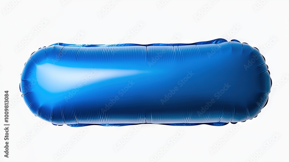 Poster a white background with a blue balloon floating above it and casting a shadow below