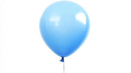   A blue balloon is floating in the air with two strings attached to it, one at each end