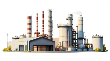 Industrial Power Plant isolated on Transparent Background PNG