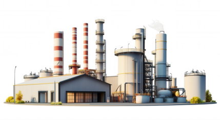 Industrial Power Plant isolated on Transparent Background PNG