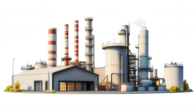 Industrial Power Plant isolated on Transparent Background PNG