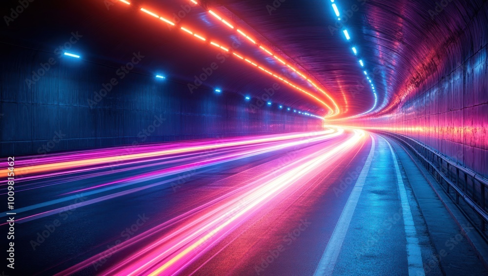 Canvas Prints Neon Lights Tunnel