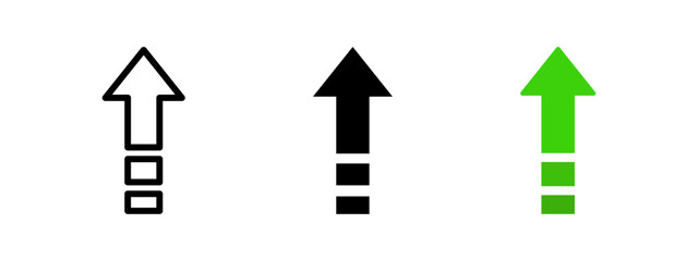 Upgrade arrow icon. Increase upward symbol. Level up arrow vector illustration. Chart boost sign. Growth pictogram. Success raising arrow concept. Green profit diagram.