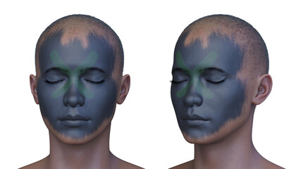 男性の顔アップ　3DCGレンダリング