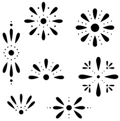 Dotted dot work flower symbols pattern Vector SVG