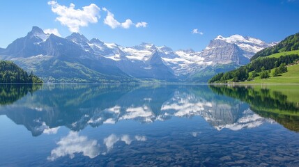 Obraz premium Majestic Mountain Range Reflected in a Tranquil Lake