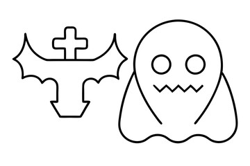 Set of  outline icons related to halloween. Linear icon collection. Editable stroke. Vector illustration