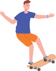 Young man on skateboard. Urban lifestyle. Outdoor activity