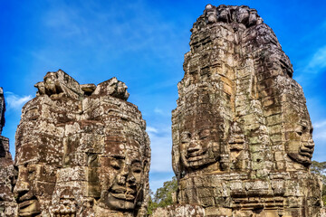 Face towers depicting Bodhisattva Avalokiteshvara, Bayon temple in Angkor, Cambodia.