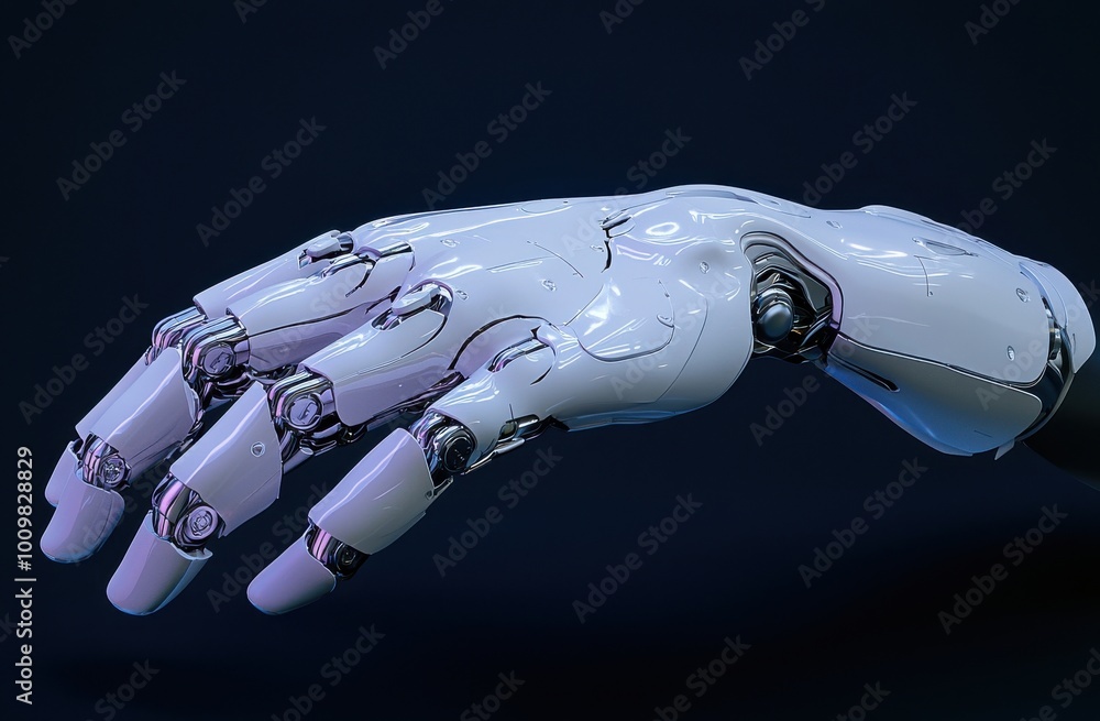 Aufkleber futuristic 3d render of a robotic hand with extended palm showcasing advanced technology and innovat