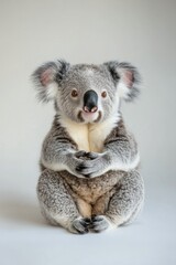 Naklejka premium A playful koala perched on a tree branch in a natural setting during daylight hours