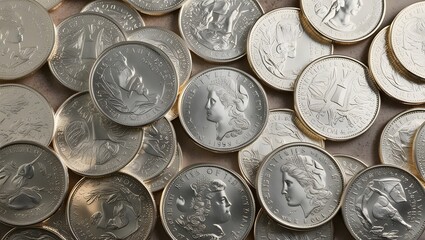surface full of silver coin illustration background