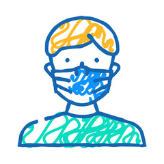medical mask face doodle icon sketch vector. medical mask face sign. isolated symbol illustration