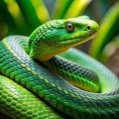 Green Snake. Symbol of 2025 New Year.