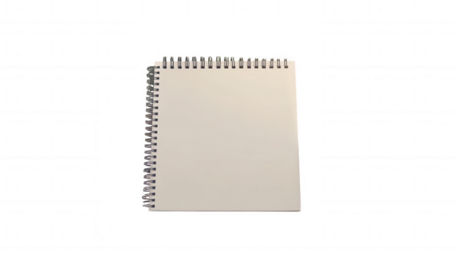 Blank Spiral Notebook isolated on Transparent Background PNG