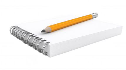 Blank Notebook with Pencil isolated on Transparent Background PNG