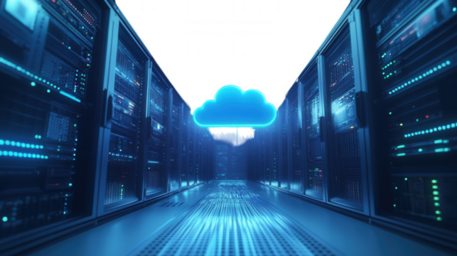 Data Center Cloud Technology isolated on Transparent Background PNG