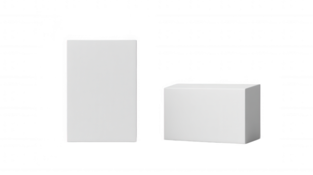 Minimalist White Blocks isolated on Transparent Background PNG