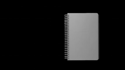 Blank Spiral Notebook on Black Background isolated on Transparent Background PNG