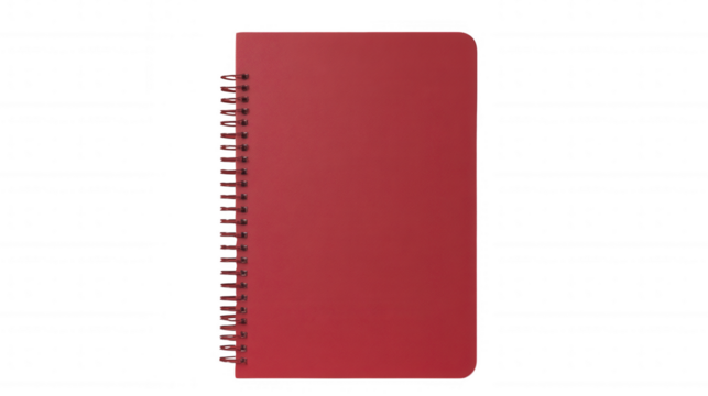 Red Spiral Notebook isolated on Transparent Background PNG