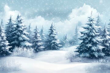 Fototapeta premium Beautiful winter landscape with snow covered trees.Christmas background with generative ai